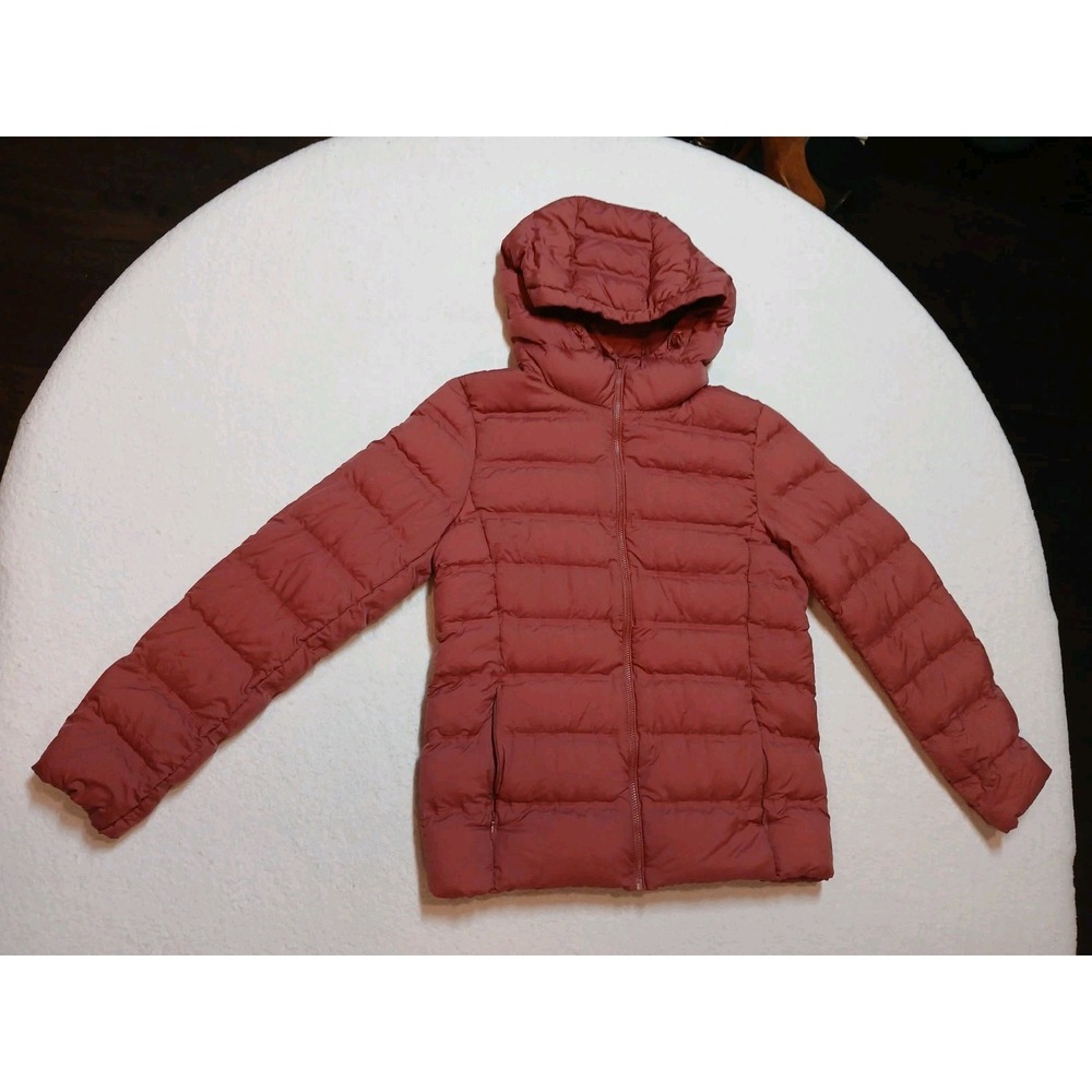 UNIQLO Ultra Light Down Parka Jacket Womens M Red Hooded Puffer Packable Coat